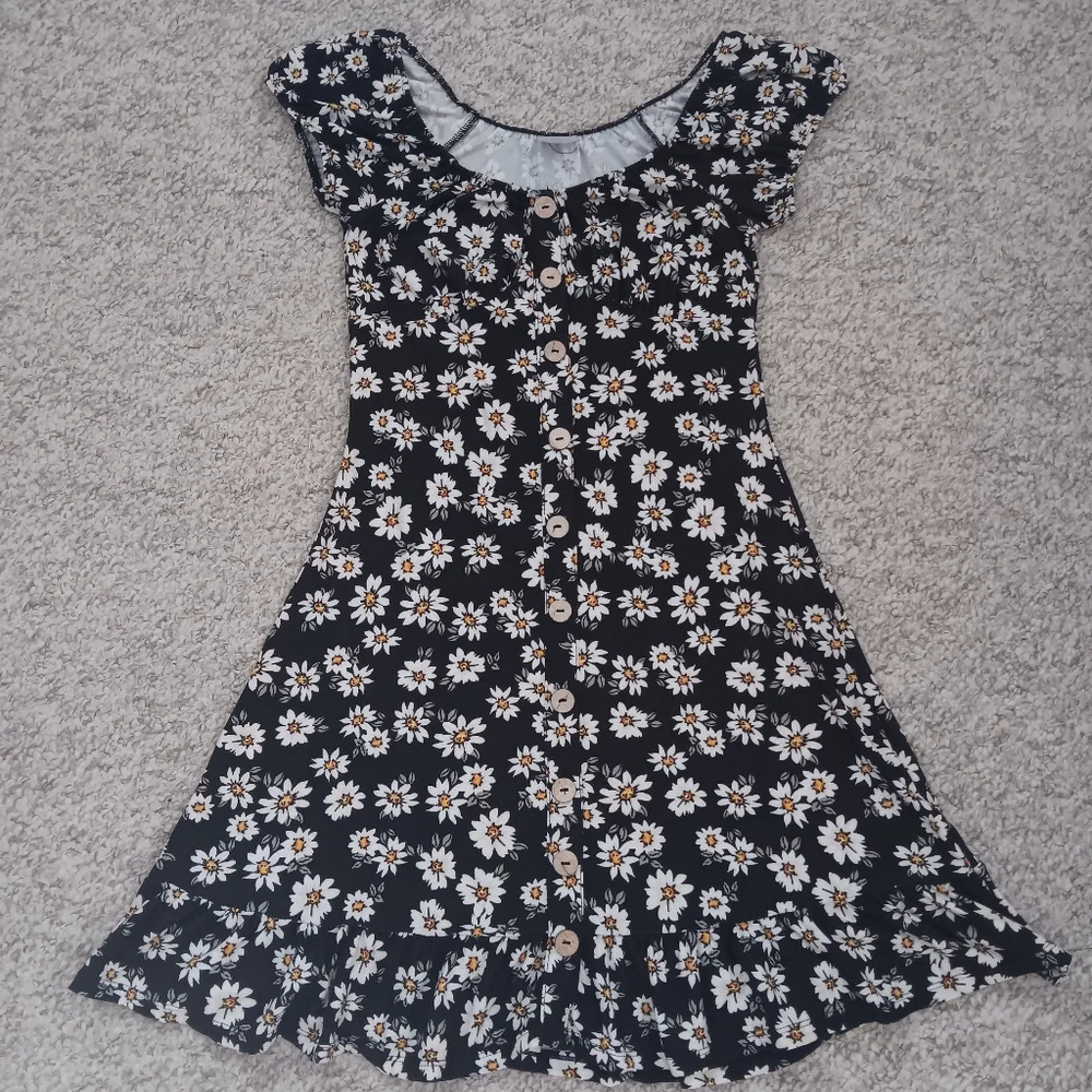 NWOT - Black Floral Sun Dress - Picture 1 of 3